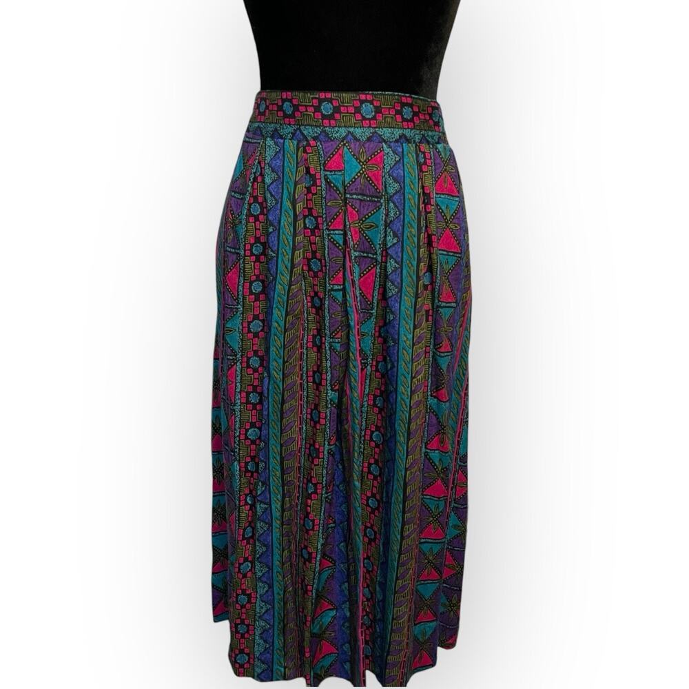 Norton McNaughton Knee Length Skirt Womens 16 Multicolor VTG Geomeric Artsy Boho